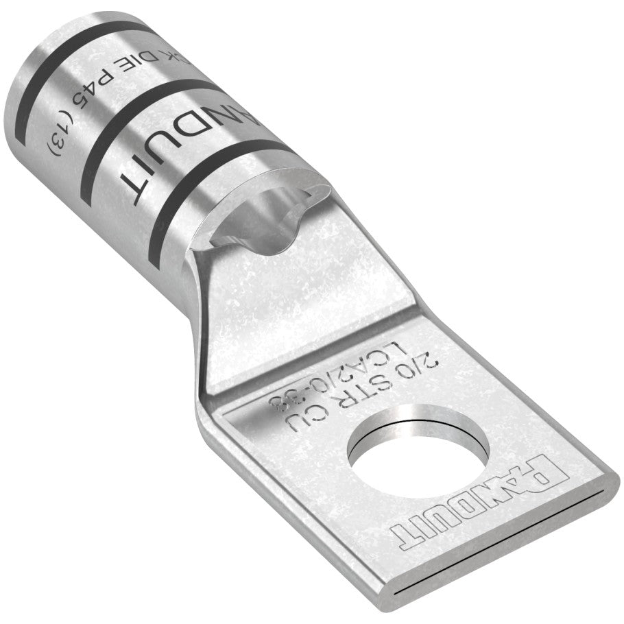 One-Hole Standard Barrel Lug with Inspection Window, 3/8 in., 2/0 AWG