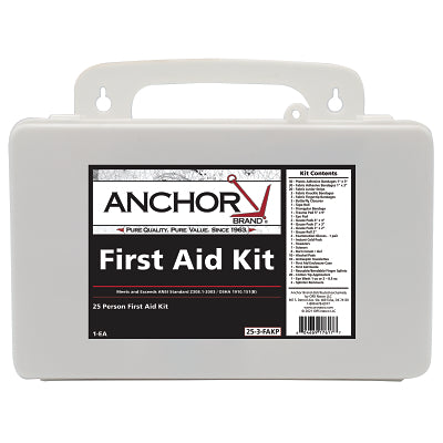 25 Person First Aid Kit, Plastic Case, Wall Mount