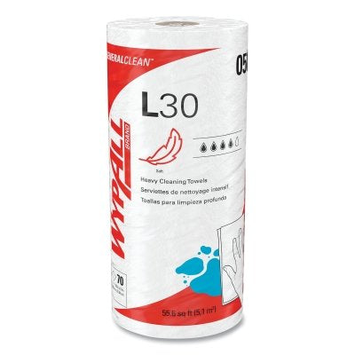 WypAll* L30 Wipers, White, 10.4 in W x 11 in L, 70 Sheets per Roll/24 Rolls per Case