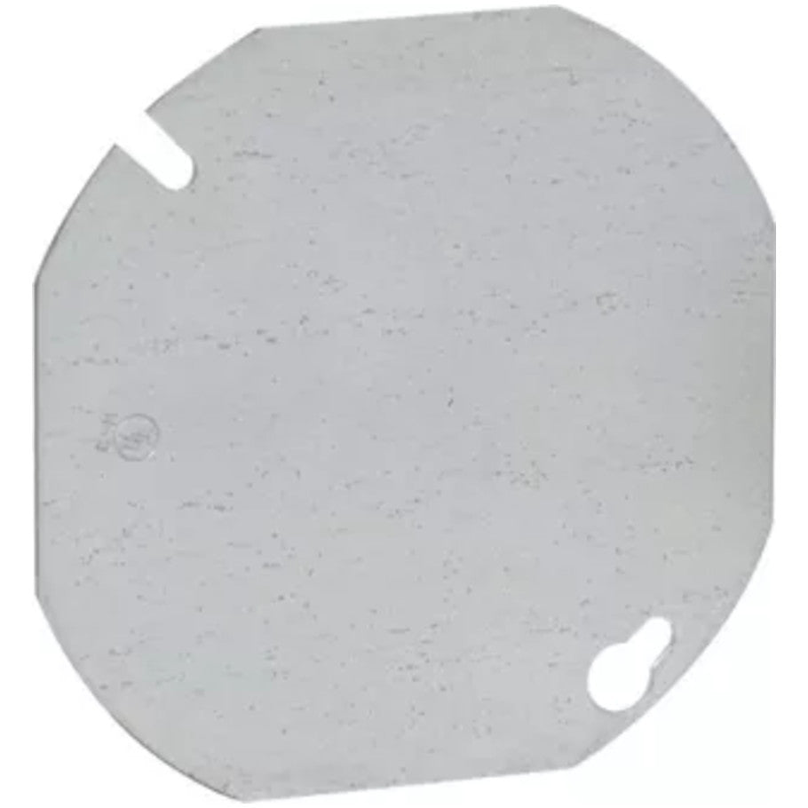 4 in. Octagon Box Cover, Steel, Flat, Blank, Octagon Shape