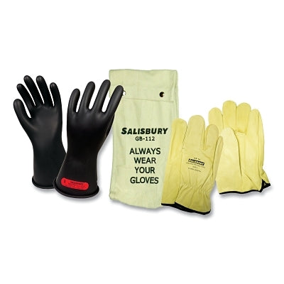 Insulating Lineman Gloves Kit, Natural Rubber, Size 08, Black