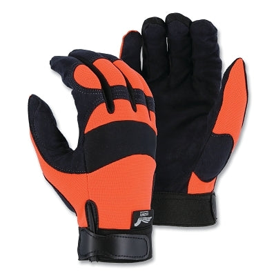 Armor Skin Mechanics Gloves with Knit Back, Armor Skin, 10/Large, Black/Hi-vis Orange, Velcro Cuff