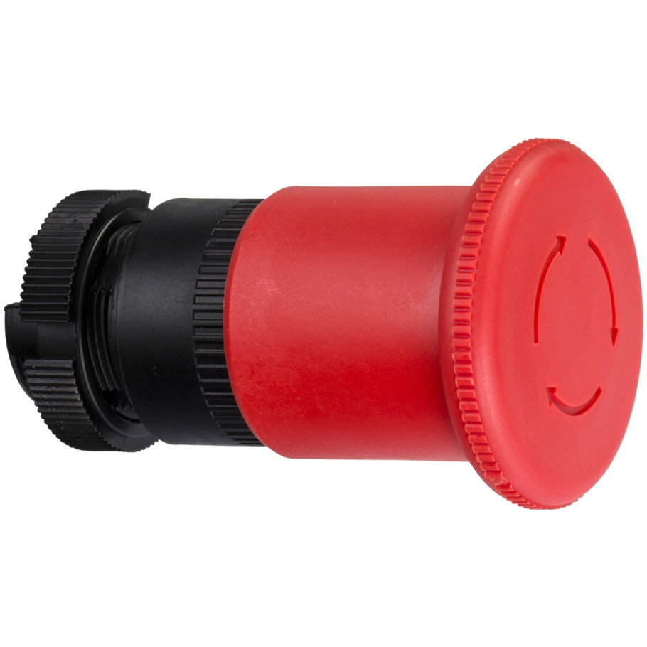 Head for emergency switching off push button, Harmony XAC, red mushroom 40mm, latching turn to release, unmarked