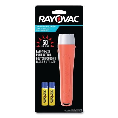 Handheld Flashlight, Comfort Grip, 2 AA Batteries, 50 Lumens, Orange