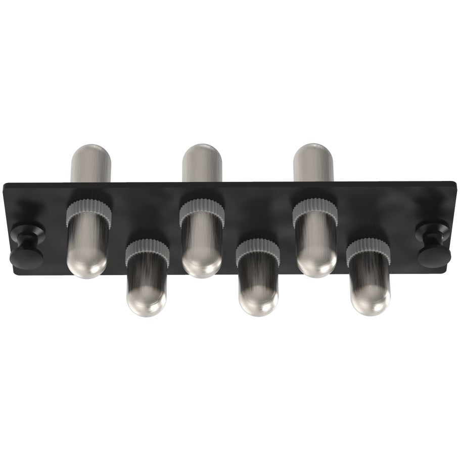 Opticom Fiber Optic Adapter Panels, Singlemode (OS1/2), (6) ST Simplex Adapters, Black