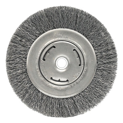 Wide-Face Crimped Wire Wheel, 6 in dia. x 7/8 in W, 0.014 in Steel Wire, 6000 rpm