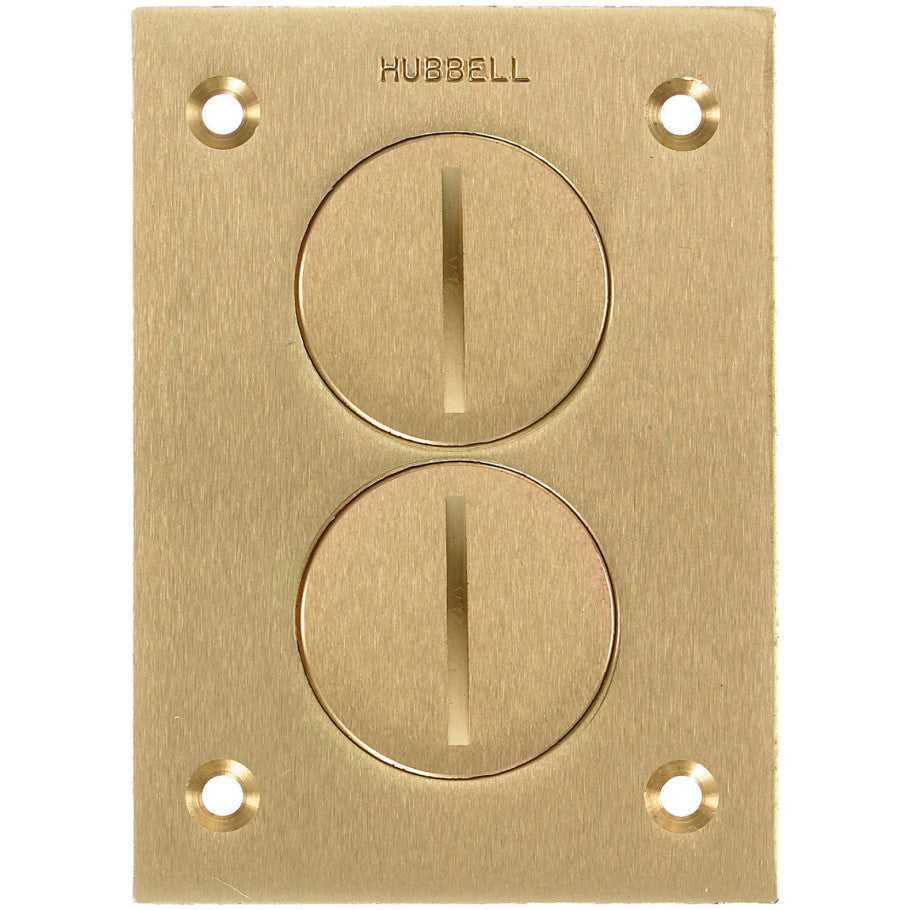 Floor Box Cover, Brass, 4.15 in. x 2.99 in., Duplex Receptacle Screw Lids