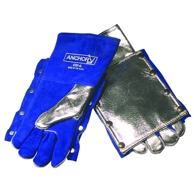 Welding Gloves, Split Cowhide, Full Sock Lining, Large, Blue, Glove w/Back Pad