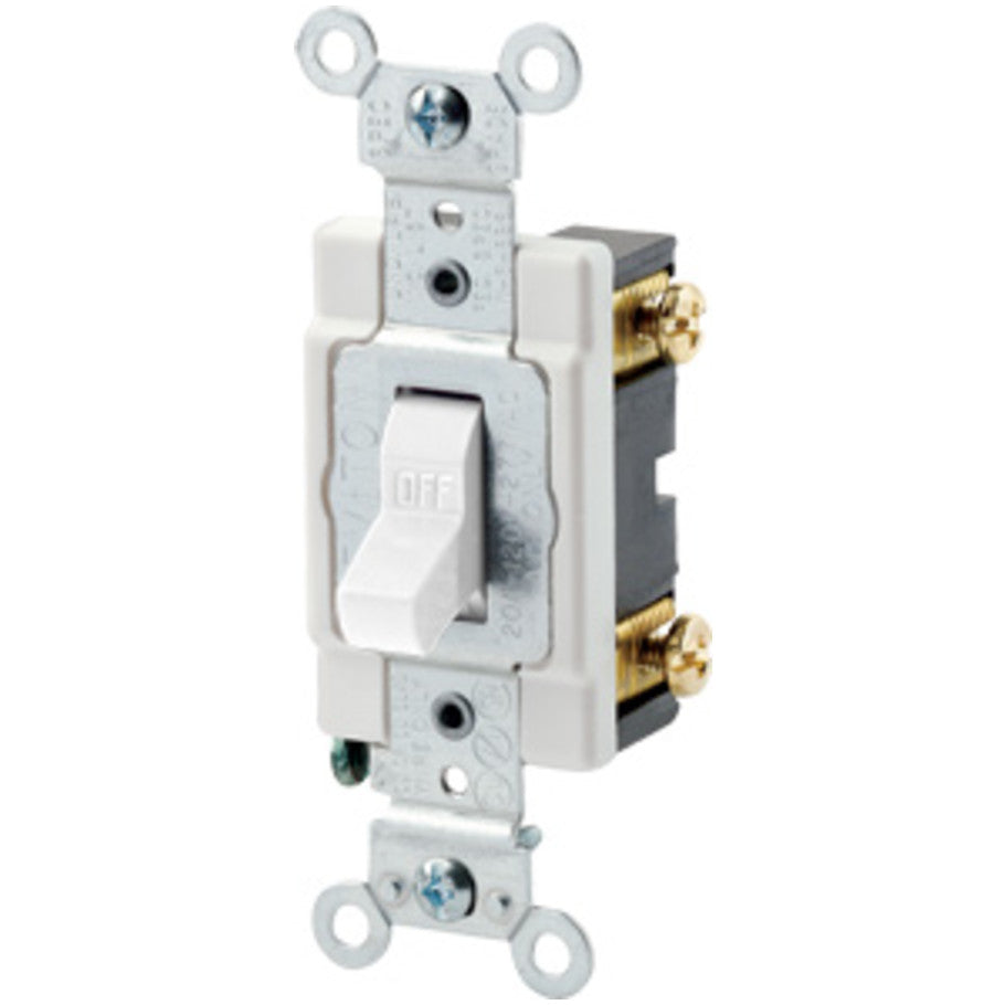 Commercial Spec Grade Toggle AC Quiet Switch, 1-Pole, 15A, 120/277V, Back and Side Wired, White