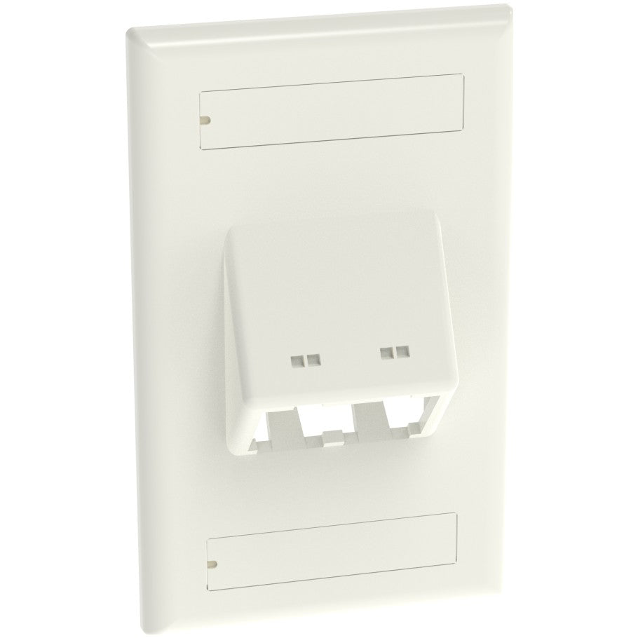 Mini-Com Classic Series Sloped Faceplates With Labels/Label Cover, 2-Port, White