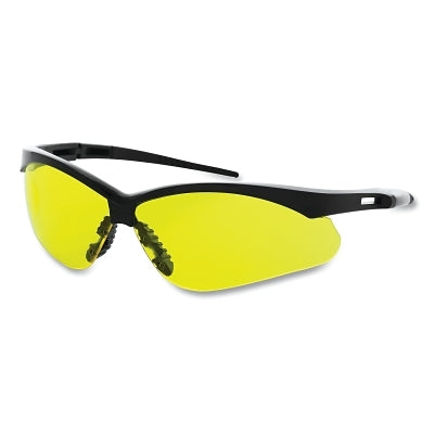 Wrecker Safety Glasses, Amber Lens, Polycarbonate/Rubber Lens/Frame, Hard/Anti-scratch Coating, Black Frame