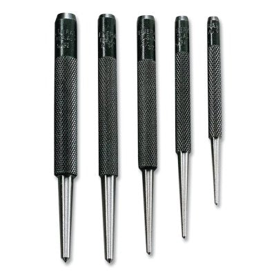 5 Piece Center Punch Set, Round Tip, 1/16 in to 5/32 in Tip Size, Alloy Steel