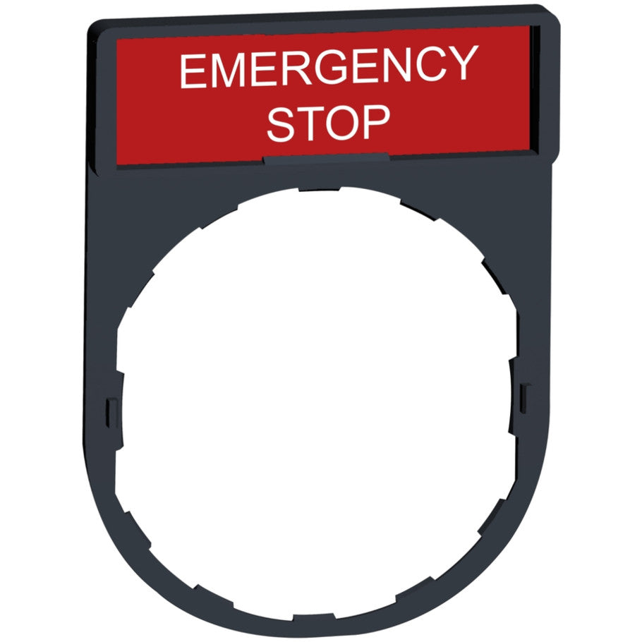 Standard 30 x 40mm Legend Holders with EMERGENCY STOP Legend