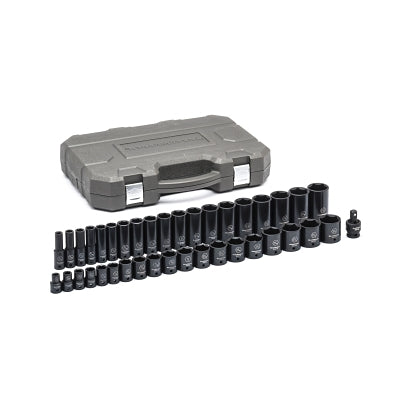 Impact Socket Set, 1/2 in Dr, 6-point, SAE, 3/8 in to 1-1/2 in, 39-Pc Deep/Standard Lengths, Incl Univ Jt/Blow Mold Case