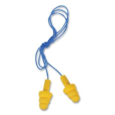 3M 340-4004 E-A-R Ultrafit Earplugs, Elastomeric Polymer, Yellow, Corded, Poly Bag