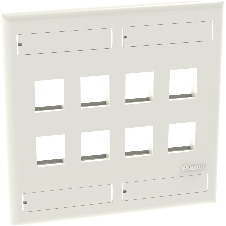 NetKey  8-Port Flush Mount Faceplate w/ Labeling, White