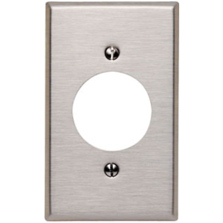 Wall Plate, Single Receptacle, 1-Gang, 1.60 in. Opening, 302 Stainless Steel
