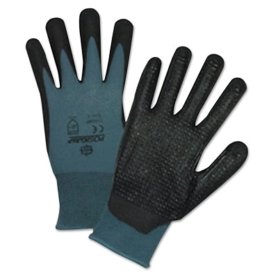 Bi-Polymer Palm-Coated Gloves, Large, Black/Gray