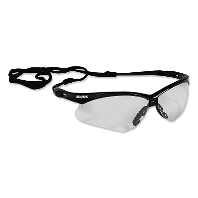 V30 Nemesis Safety Glasses, Clear, Polycarbonate Lens, Uncoated, Black Frame/Temples, Nylon