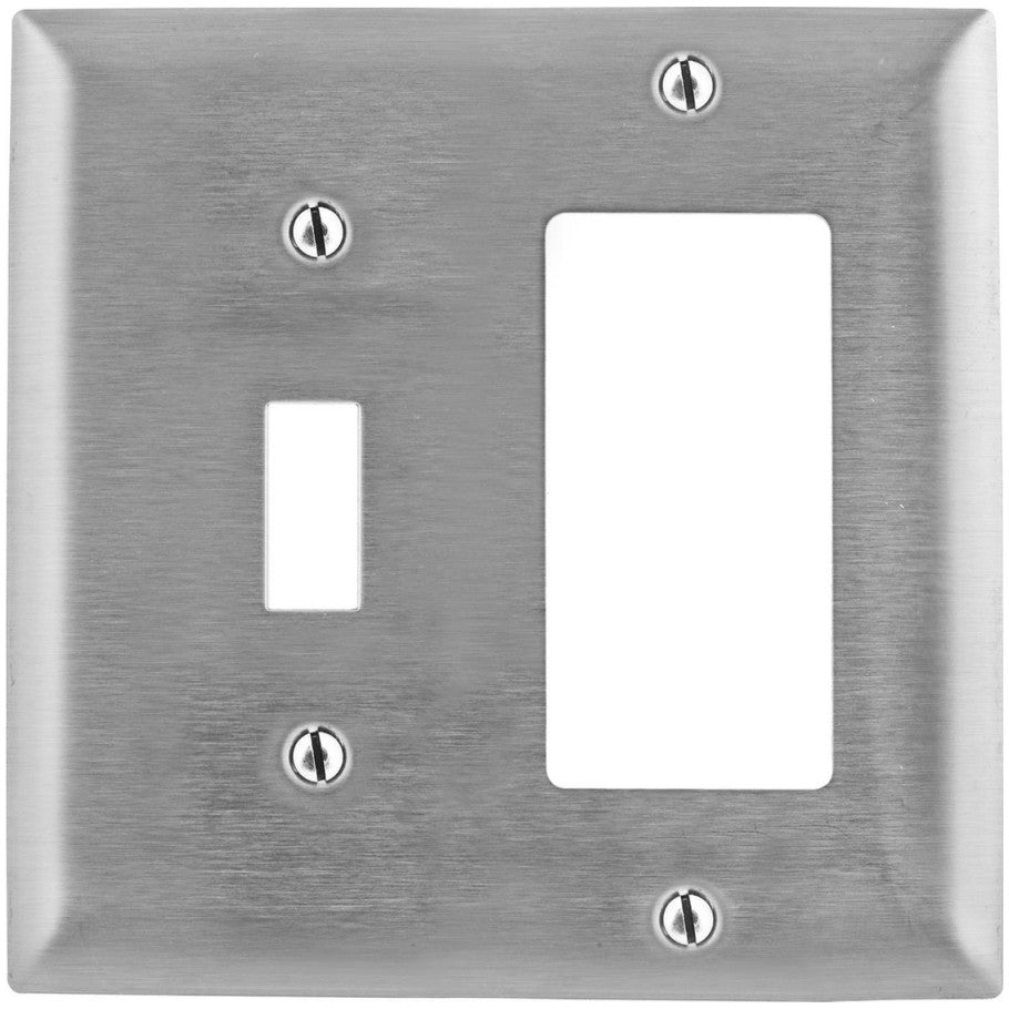 2 Gang Toggle Switch and Decorator/GFCI Device Stainless Steel Wall Plate