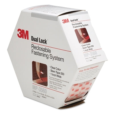 3M 051131-06463 Dual Lock Reclosable Fastener, MP3560, Type 250, Clear, 1 in W x 4.9 yd L