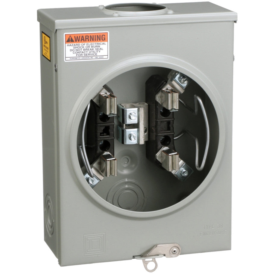 Ringless 125A 600V 1-Phase 4-Jaw Individual Meter Socket Without Bypass or Jaw Release, OH
