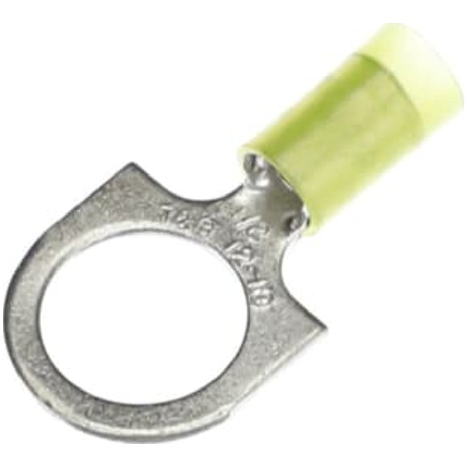Sta-Kon Nylon-Insulated Ring Terminal, Yellow, 12 to 10 AWG, 1/2 in., 50-PK