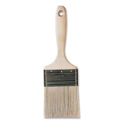 One Coat Trim/Wall White China Brush, 11/16 in Thick, 3 in W, Beavertail Style/Sanded Wood Handle