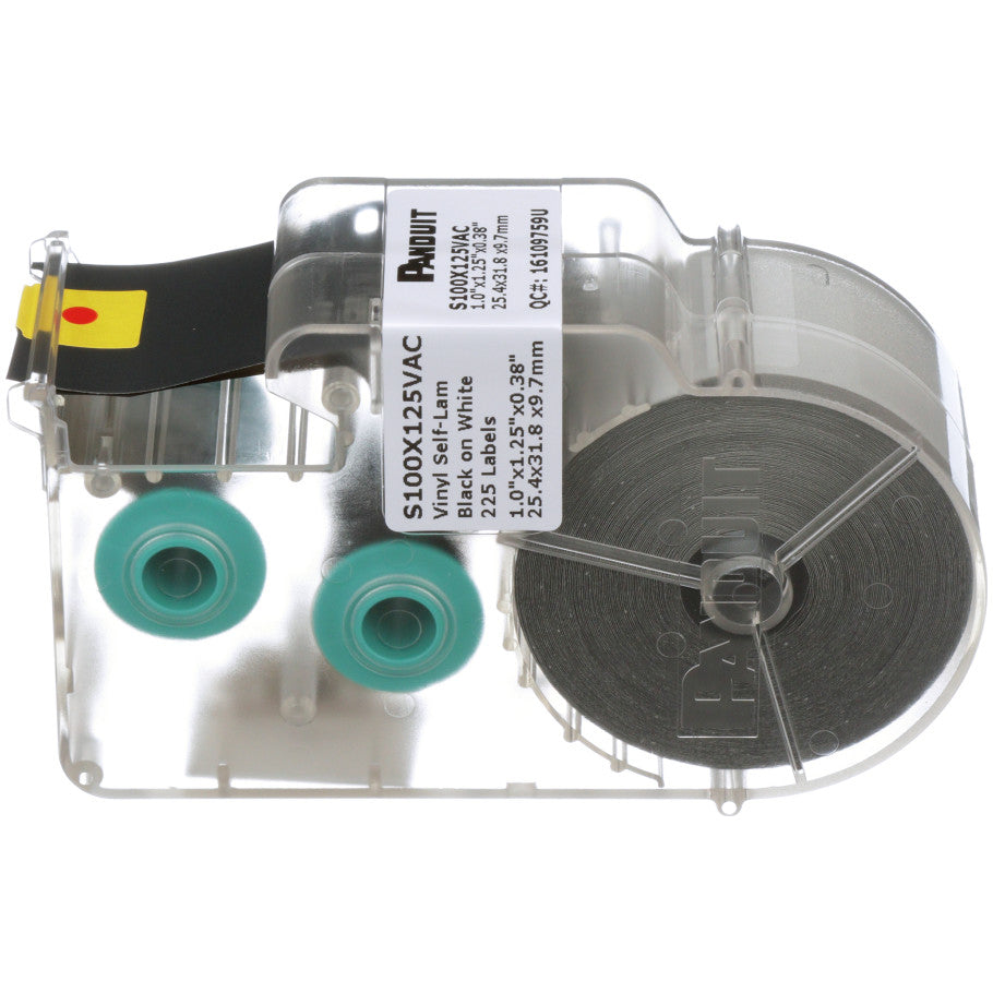 P1 S100X125VAC Self-Lam, Vinyl, White, 225 Lbls, 1", 0.38" PO H, PK1