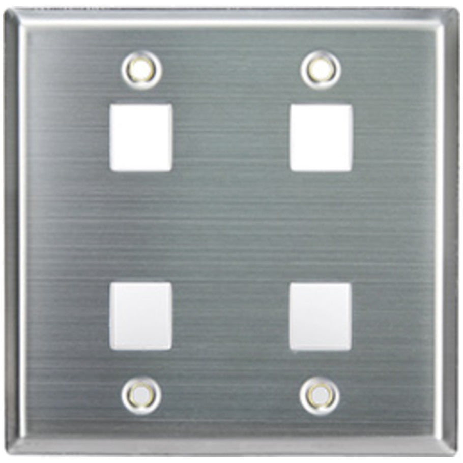 QuickPort Faceplate, Stainless Steel, 2-Gang