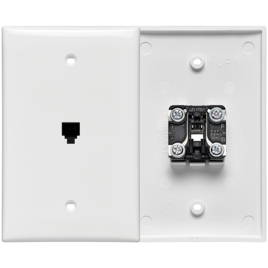 Midway Video Wallplate (Nylon), 6P4C Voice Grade Connector, White