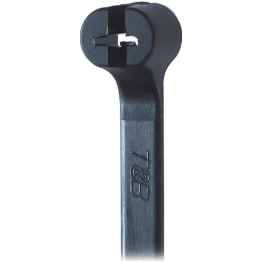 Black Nylon Ty Rap Cable Tie, Weather Resistant, Stainless Steel Locking Device, 8.00 L x 0.09 in. W