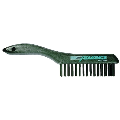 Shoe Handle Scratch Brushes, 10 1/4", 4X16 Rows, Carbon Stl Wire, Plastic Handle