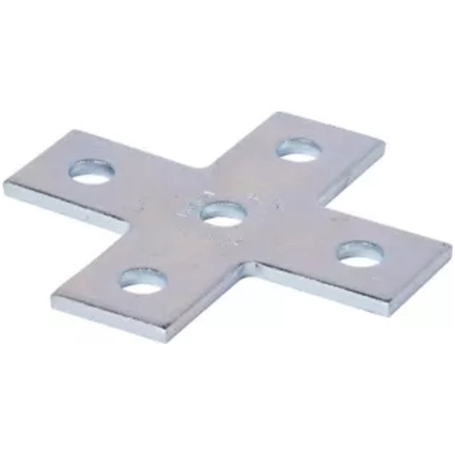 Flat Cross Plate, Stainless Steel, 5-Holes, 90 Degree, 1/4 in. Thick, 9/16 in. Hole Dia., 5.37 L x 5.37 H x 1.62 W in.