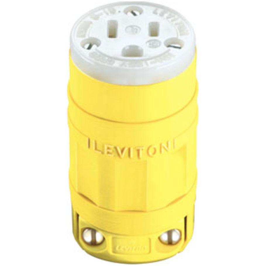 Dustguard Straight Blade Connector, Industrial Grade, 15A 125V 2P3W, Yellow Santoprene TPV