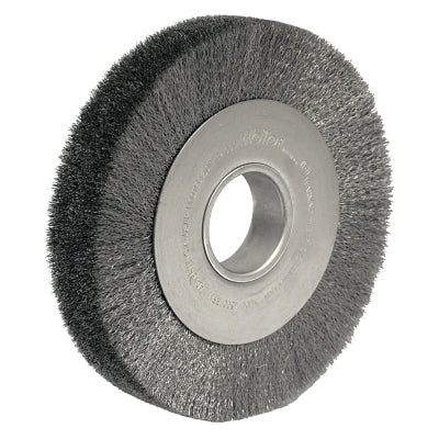 Wide-Face Crimped Wire Wheel, 8 in Dia. x 1.5 in W, 0.0118 Stainless Steel, 4,000 rpm