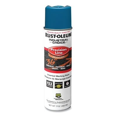 Industrial Choice M1600/M1800 System Precision-Line Inverted Marking Paint, 17 oz, APWA Caution Blue, M1600 Solvent-Based