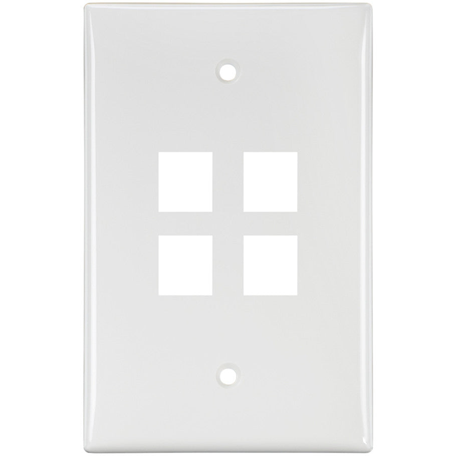 QuickPort Midsize Single-Gang Wallplates, 4-Port, White