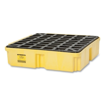 Spill Containment, 1-Drum Modular Platform, HDPE, 2000 lb, 15 gal, 26-1/4 in W x 26 in D x 6-1/2 in H, Y/B, w/Drain