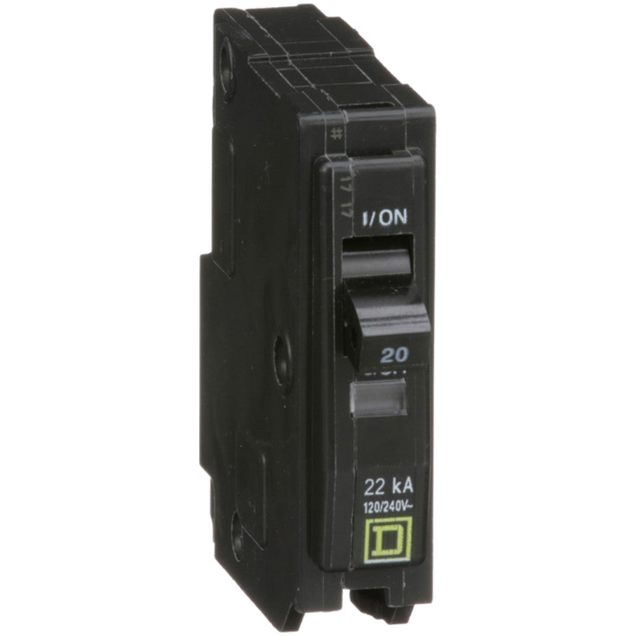 QO Miniature Circuit Breaker, Plug-In, 22kA, 120/240 Vac, 1-Pole, 20A