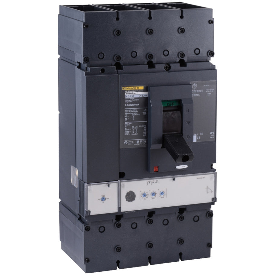 PowerPact L Circuit Breaker, Unit Mount, Micrologic 3.3, 400A, 4 Pole, 18 kA, 600 Vac, 100  Rated