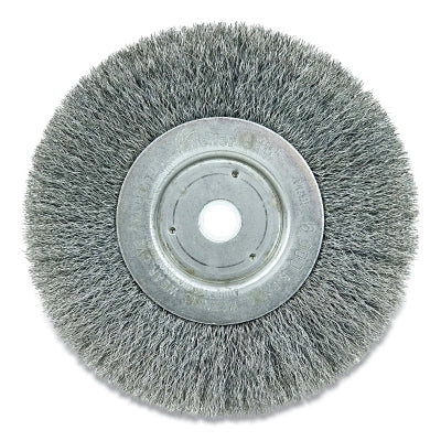 Narrow Face Crimped Wire Wheel, 6 in dia x 3/4 in W, 0.008 in Steel Wire, 6000 rpm