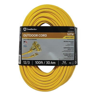 Tri-Source Vinyl Multiple Outlet Cord, 100 ft, 3 Outlets