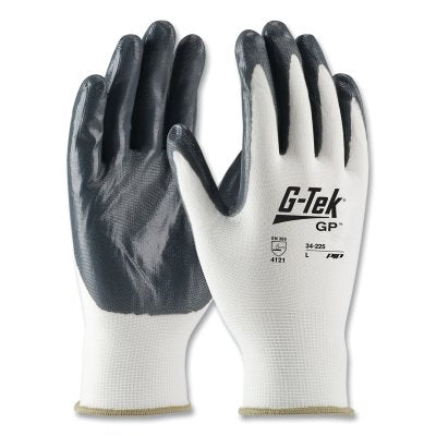 GP Nitrile Coated Nylon Gloves, Knit Wrist, Nylon, Large, Gray
