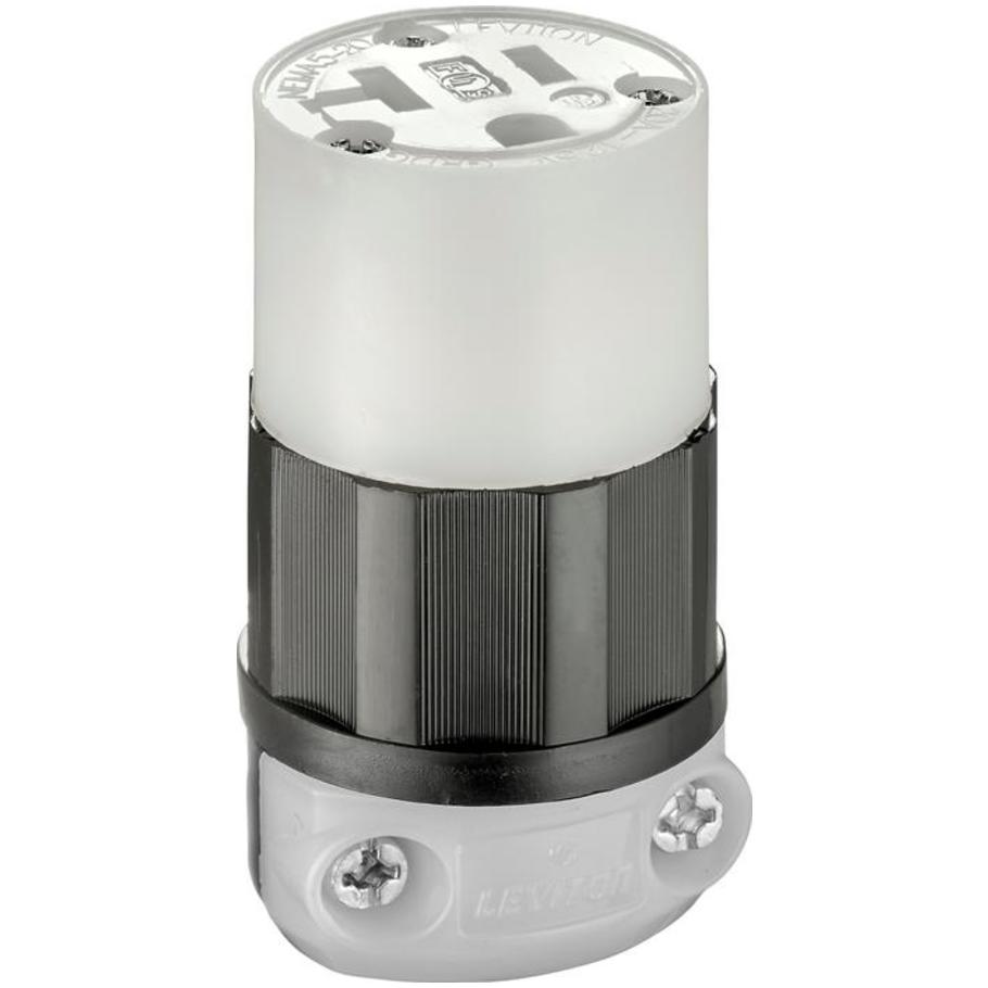 Straight Blade Connector, 20A, 125V, 2P3W, NEMA 5-20C, Black/White Nylon