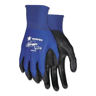 Ninja Lite N9696 18-ga Nylon PU Coated Gloves, X-Large, Black/Blue