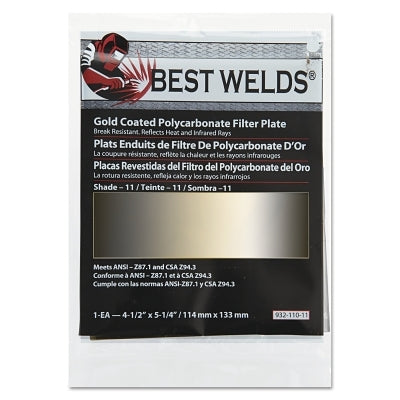 Gold Coated Filter Plate, Gold/11, 4-1/2 in x 5-1/4 in, Polycarbonate