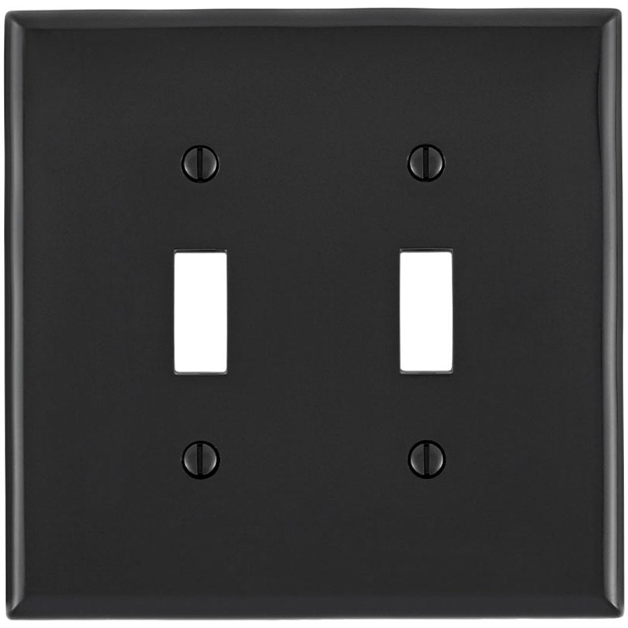 Wall Plate, Mid-Sized, Thermoplastic Nylon, 2 Gang, (2) Toggle, Black