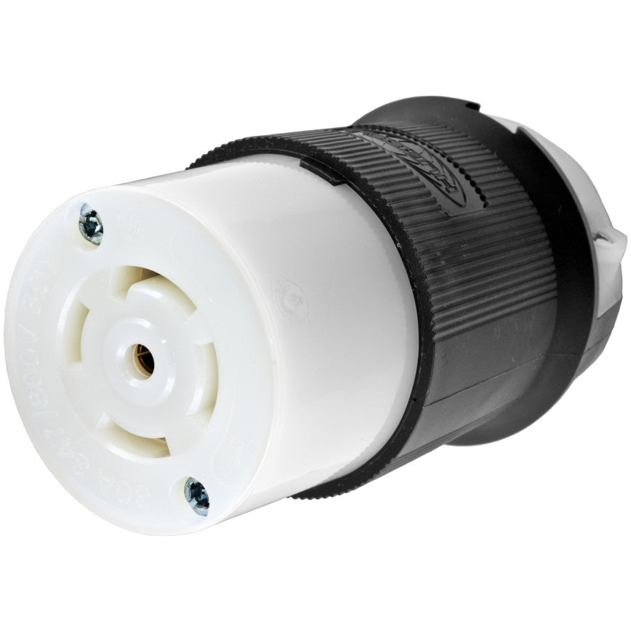 Twist-Lock Insulgrip Connector Body, 30A, 3-Phase, 347/600V, 4P5W, Black and White