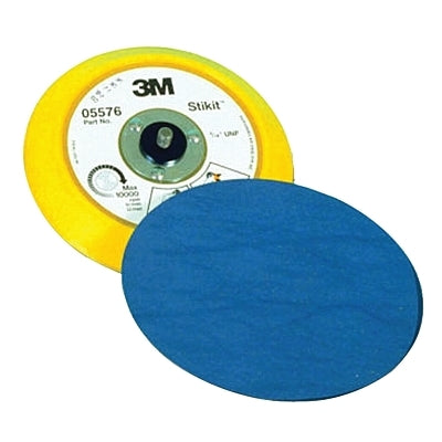 3M 051144-05576 Stikit Disc Pad, Foam, 6 in dia, 5/16-24 arbor, 7.38 in L, Yellow